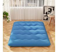 Costway 190 x 135 x 10 cm Foldable Tatami Mat Floor Futon Mattress Roll up Sleeping Pad with Washable Cover in Navy COSTWAY Navy 190 x 135 x 10 cm
