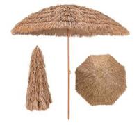 Costway 2.05M Thatched Tiki Patio Umbrella Hawaiian Hula Beach Umbrella W/ 8 Ribs in Natural COSTWAY Natural