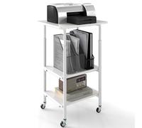 COSTWAY 2/3-Tier Mobile Printer Stand with Wheels, Rolling Desk Organizer Storage Shelf Printer Table Desktop Stand, Home Office Under Desk Cart Unit for Fax Machine (49 x 40 x 77cm, White)