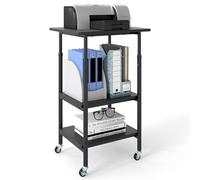 COSTWAY 2/3-Tier Mobile Printer Stand with Wheels, Rolling Desk Organizer Storage Shelf Printer Table Desktop Stand, Home Office Under Desk Cart Unit for Fax Machine (49 x 40 x 77cm, Black)