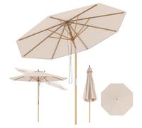 COSTWAY 2.3M/2.7M Garden Parasol, Outdoor Heavy Duty Umbrella with Push Button Tilt and Vented Canopy, Outdoor Sun-protective Canopy Market Table Umbrella (Beige+Natural, 2.7M)