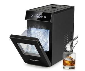 COSTWAY 2”/50mm Ice Ball Maker Countertop, 48 Pcs/Day, 1 Pcs in 25 Mins | Self-Cleaning, 8H Timer, Window, Sphere Ice Maker Machine, Slow-Melting Round Ice Cube Maker for Home Bar Whiskey & Bourbon