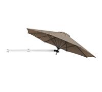 COSTWAY 2.5M Wall Mounted Garden Cantilever Parasol, Balcony Umbrella with Adjustable Pole, Tilted Design and Wind Vent, 8-Rib Outdoor Waterproof Hanging Sun Shade for Patio Market (Brown)