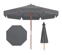 COSTWAY 2.71M/2.8M/3M Garden Parasol, 8 Ribs Heavy-Duty Sun Shade Canopy with Tilt and Ruffled Edges, Outdoor Market Table Umbrella for Beach Balcony Pool(Grey, 3m)