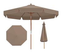 COSTWAY 2.71M/2.8M/3M Garden Parasol, 8 Ribs Heavy-Duty Sun Shade Canopy with Tilt and Ruffled Edges, Outdoor Market Table Umbrella for Beach Balcony Pool(Khaki Tan, 3m)