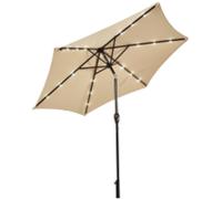 Costway 2.7M Outdoor Parasol 18 Solar Power LED Lights Patio Umbrella with Tilt Crank Handle Beige COSTWAY Beige