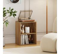Costway 2-Cube Bookcase Floor Standing Open Bookshelf W/ 5-Position Adjustable Shelf-Natural