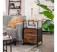 Costway 2-Drawer Storage Dresser Industrial Bedside Table W/ Removable Fabric Drawers