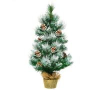 Costway 2 FT/ 60CM Snow Flocked Pine Artificial Christmas Tree Pine Cone Xmas Decoration in Green COSTWAY Green