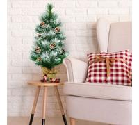 Costway 2 Ft Snow Flocked Pine Artificial Christmas Tree Pine Cone Xmas Decoration