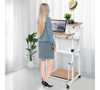 Costway 2 in 1 Adjustable Computer Desk Office PC Desk Movable Workstation in Natural COSTWAY Natural