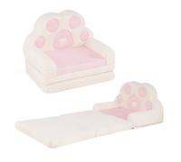 Costway 2-in-1 Bear's Paw Convertible Kids Sofa to Lounger Couch For 18-36 Months Old in Pink COSTWAY Pink