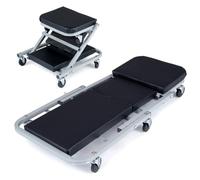COSTWAY 2-in-1 Folding Car Creeper and Seat (36”, 150kg Load, Black+Grey)