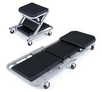 COSTWAY 2-in-1 Folding Car Creeper and Seat (40”, 150kg Load, Black+Grey)