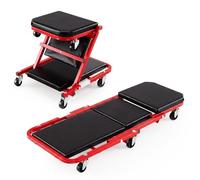 COSTWAY 2-in-1 Folding Car Creeper and Seat (40”, 150kg Load, Black+Red)