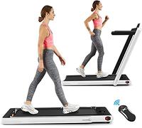 COSTWAY 2 in 1 Folding Treadmill, 2.25HP Under Desk Motorized Treadmill with Remote Control, Bluetooth Speaker and LED Display, Installation-Free Jogging Walking Machine Speed up to 12km/h