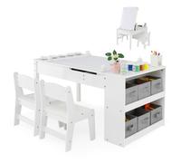 Costway 2-In-1 Kids Art Table And Easel Set Toddler Play Activity Drawing Desk W/ Chairs