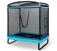 COSTWAY 2 in 1 Kids Trampoline, 6FT Toddler Trampolines with Swing and Enclosure Safety Net, Rectangle Trampoline for Outdoor (Black + Blue)