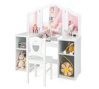 Costway 2-In-1 Kids Vanity Table & Chair Set Makeup Table Dressing Table Desk