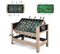 COSTWAY 2 in 1 Multi Game Table, Swivel Football & Pool Combo Table with 2 Foosballs, 2 Cue Sticks, Triangle & Box of Billiard, Indoor Arcade Game Tables for Home Party (Grayish Brown, 124x60.5x81cm)