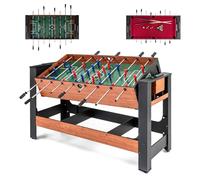 COSTWAY 2 in 1 Multi Game Table, Swivel Football & Pool Combo Table with 2 Foosballs, 2 Cue Sticks, Triangle & Box of Billiard, Indoor Arcade Game Tables for Home Party (Reddish Brown, 138x61x84cm)