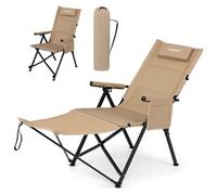 Costway 2-In-1 Reclining Camping Chair With Footrest Folding Portable Beach Lounge Chair