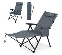 Costway 2-In-1 Reclining Camping Chair With Footrest Folding Portable Beach Lounge Chair