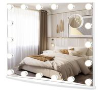 Costway 2 in 1 Tabletop&Wall Mounted Makeup Mirror Vanity Mirror w/18 LED Lights in White COSTWAY White