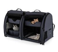 Costway 2-In-1 Twin-Compartment Pet Carrier For Large Medium Small Cats W/ Carry Bag Ground Stakes