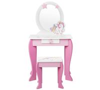 Costway 2 in 1 Vanity Table & Chair Set Princess Makeup Dressing Table Writing in Pink COSTWAY Pink