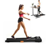 COSTWAY 2-in-1 Walking Pad Treadmill, 2.25HP Under Desk Treadmill with Watch-Like Remote Control, LED Panel, 12 Preset Programs and Start-Stop Function, Compact Walking Jogging Machine for Home Office