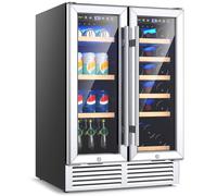 Costway 2-in-1 Wine&Beverage Refrigerator Beverage Fridge Cellar w/Safety Lock COSTWAY Multicolor