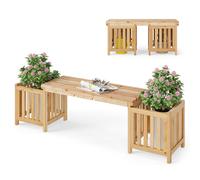 Costway 2-in-1 Wooden Garden Planter & Bench Outdoor Planter Box Bench Seat in Natural COSTWAY Natural