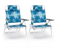 Costway 2-Pack Beach Chairs 5-Position Adjustable Folding Camping Chairs-Blue in Blue COSTWAY Blue