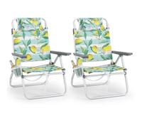 Costway 2-Pack Beach Chairs 5-Position Adjustable Folding Camping Chairs-Green in Green COSTWAY Green