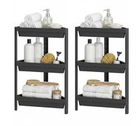 COSTWAY 2 Pack Corner Shower Caddy, 3-Tier Freestanding Bathroom Shelving Unit Organizer with Drainage Holes, Detachable Storage Shelf Rack for Small Space Bathroom Living Room (Black)