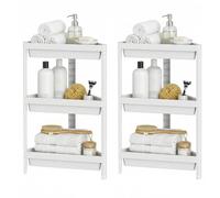 COSTWAY 2 Pack Corner Shower Caddy, 3-Tier Freestanding Bathroom Shelving Unit Organizer with Drainage Holes, Detachable Storage Shelf Rack for Small Space Bathroom Living Room (White)