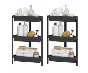 COSTWAY 2 Pack Corner Shower Caddy, 3-Tier Freestanding Bathroom Shelving Unit Organizer with Drainage Holes, Detachable Storage Shelf Rack for Small Space Bathroom Living Room (Black)