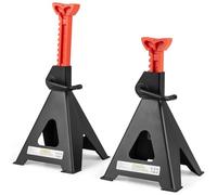 COSTWAY 2 Pack Jack Stands, 6/12 Ton Capacity Per Stand, Heavy Duty Axle Stands with Adjustable Height & Self-Locking Design, Car Support Lifting Stand for SUV Pickup (12 Ton, 48-75cm H, Black+Red)