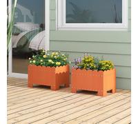 Costway 2 Pack Planter Box Raised Garden Bed HDPE Flower Pot w/Drainage in Orange COSTWAY Orange