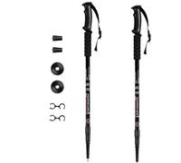 COSTWAY 2 Pack Telescopic Trekking Poles, Portable Aluminum Hiking Sticks, Lightweight Walking Poles for Camping Backpacking (with Plastic Handles, Black)