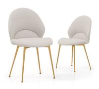 Costway 2 Pack Upholstered Dining Chairs Modern Leisure Armless Chair W/ Curved Backrest