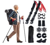 Costway 2 Packs Folding Trekking Poles Lightweight Tri-fold Walking Sticks COSTWAY Multicolor