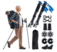 Costway 2 Packs Folding Trekking Poles Lightweight Tri-fold Walking Sticks COSTWAY Multicolor