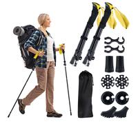 Costway 2 Packs Folding Trekking Poles Lightweight Tri-fold Walking Sticks COSTWAY Multicolor