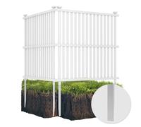 COSTWAY 2 Panels Outdoor Privacy Screen, 113 x 114cm Decorative Fence Trash Can Enclosure with 4 Ground Stakes, No Dig PVC Freestanding Garden Fence Panels for Yard Patio Lawn