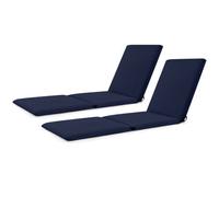 Costway 2 Pcs Chaise Lounge Cushion Tri-Fold Lounger Pad 182 X 59 Cm-Blue