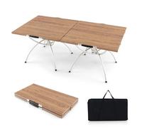 Costway 2 Pcs Foldable Camping Table Lightweight Aluminum Picnic Table W/ Carry Bag