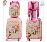 Costway 2 Pcs Kids Luggage Set 12" & 18" Children Carry-On Suitcase Set-Pink