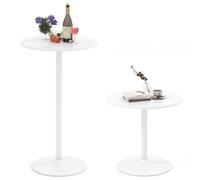 Costway 2 Pcs Round Bar Table Bistro Pub Table with Adjustable Height in White COSTWAY White